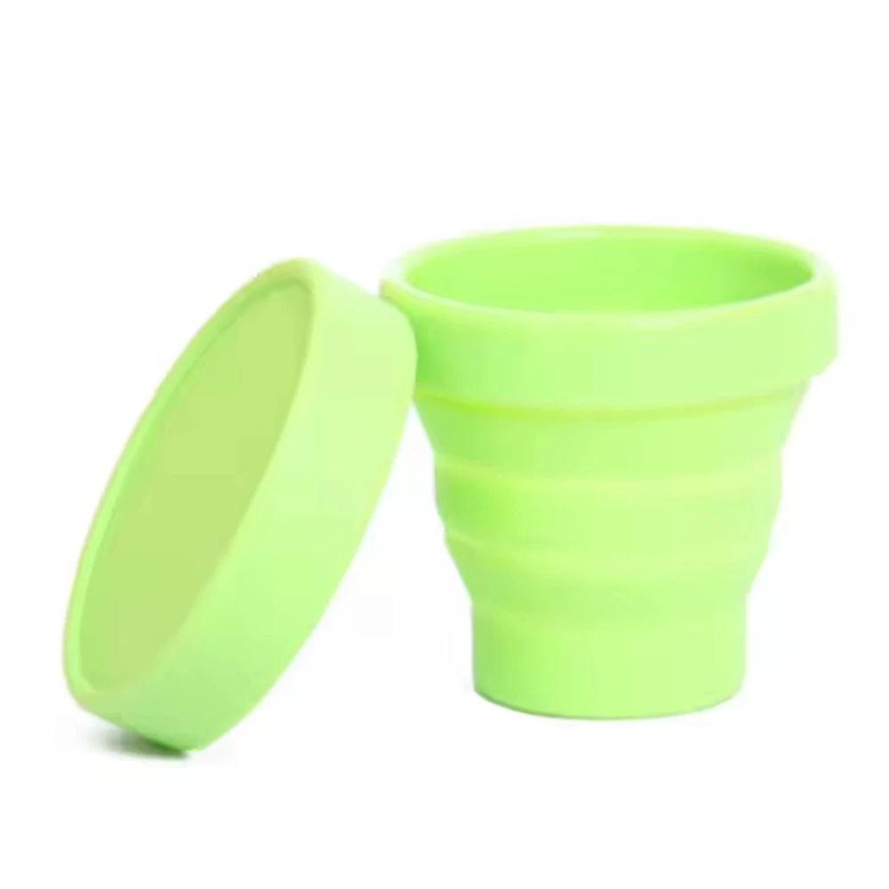 Foldable Soft Mini Collapsible Hot Water Drinking Cup with Lid Silicone Eco Leaf Coffee Cup LSF 6  color