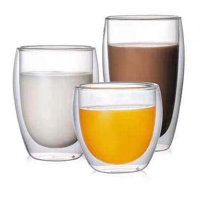 Handmade glassware tea juice water drink double wall glass reusable coffee cup Gift Box LSF 6 color M1 to M6