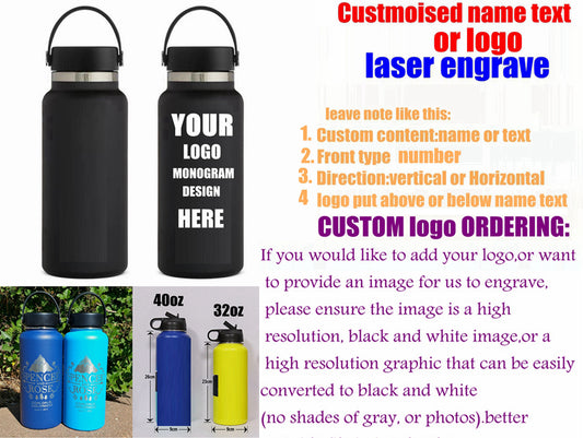 Custom name text logo  laser engraved 2025  32oz/40oz SL